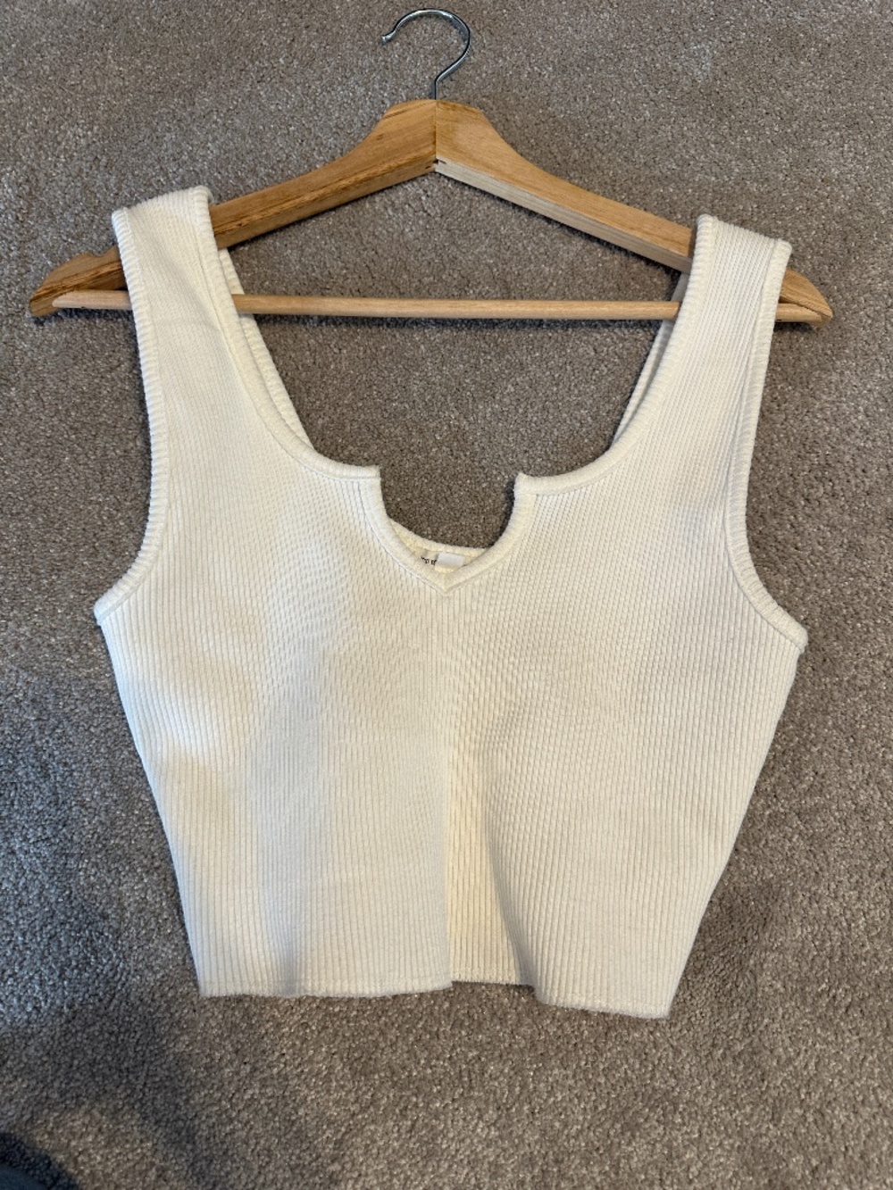 White Stretchy Soft Ribbed Cropped Top (Size Small/Medium)